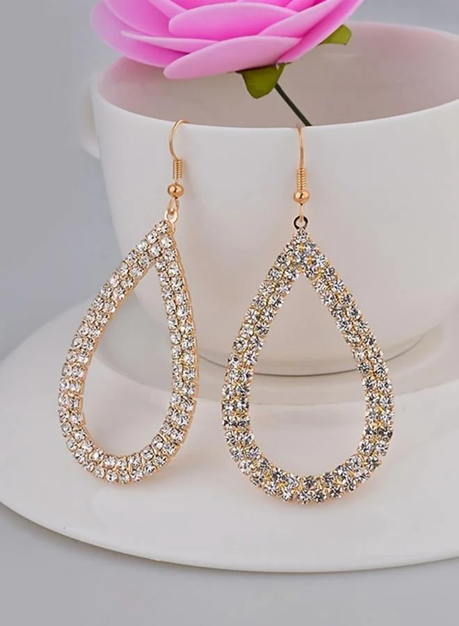 تايك تو أقراط راينستون بتصميم دمعة